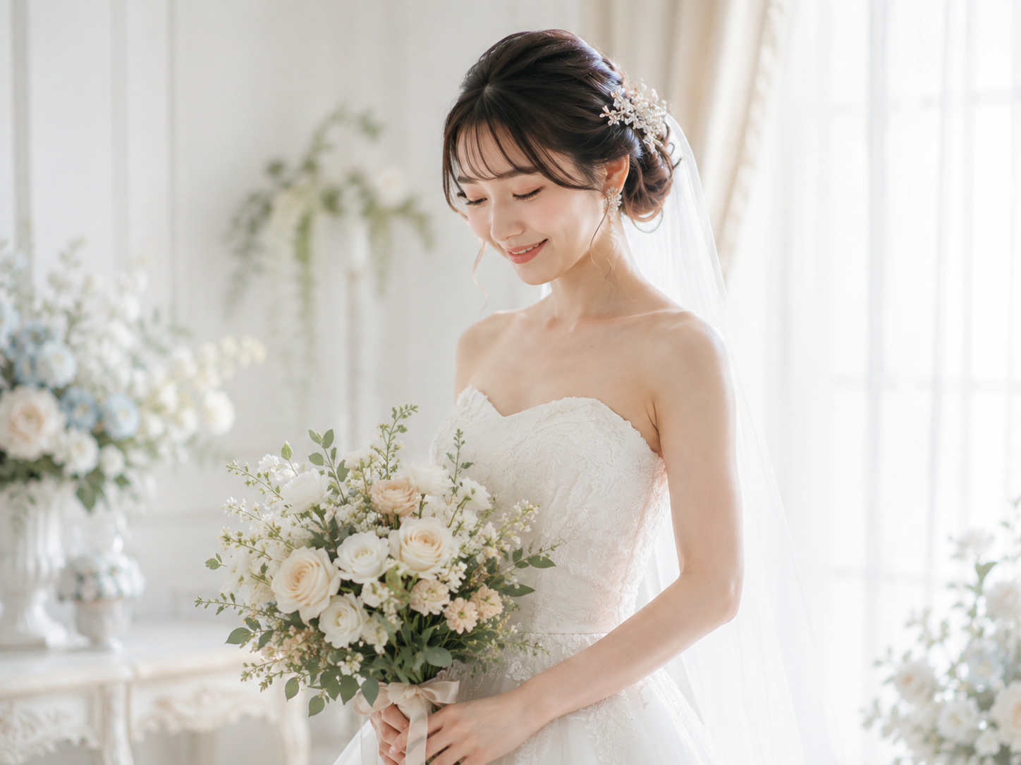 やわらかい色味の花嫁写真