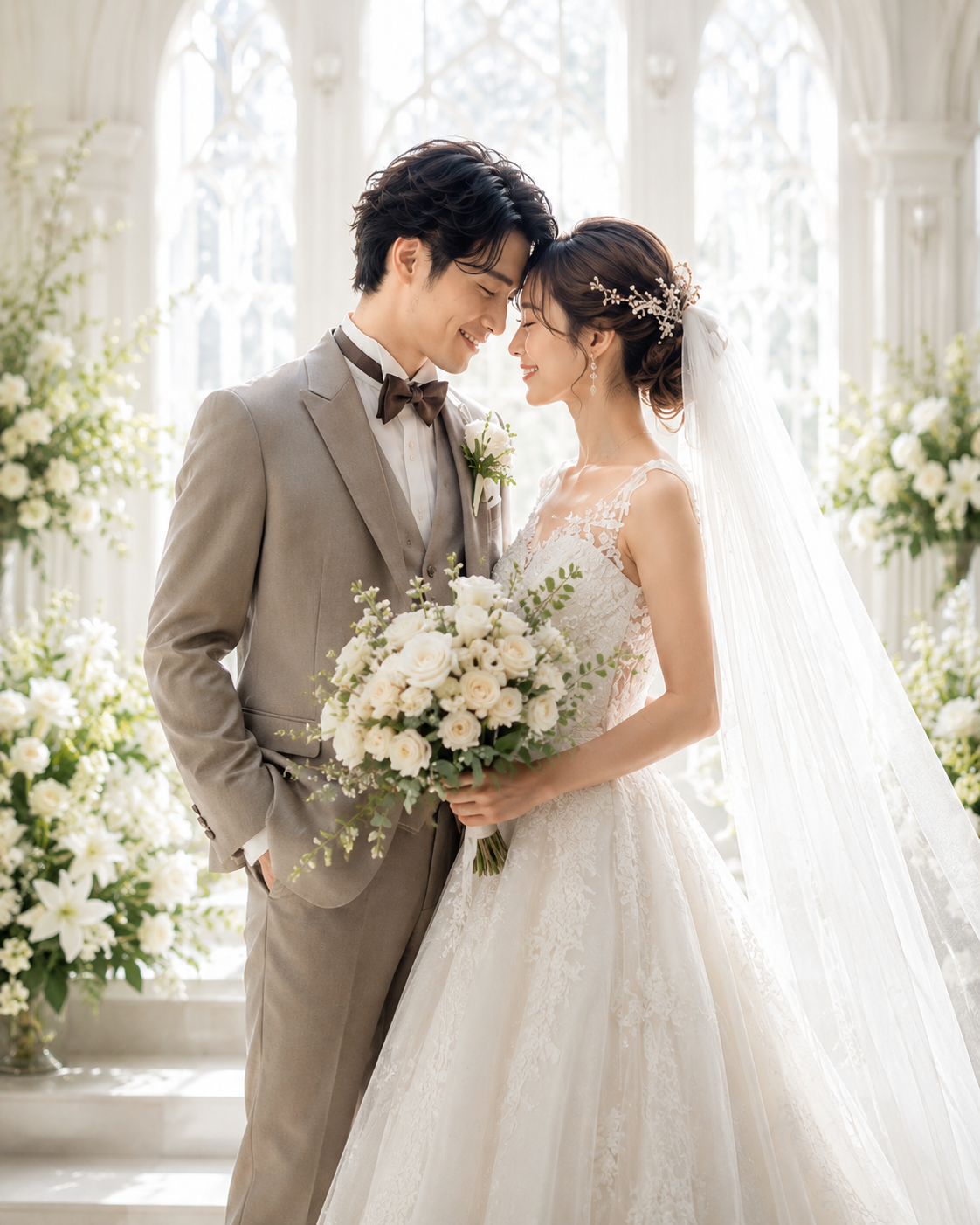 笑顔の新郎新婦
