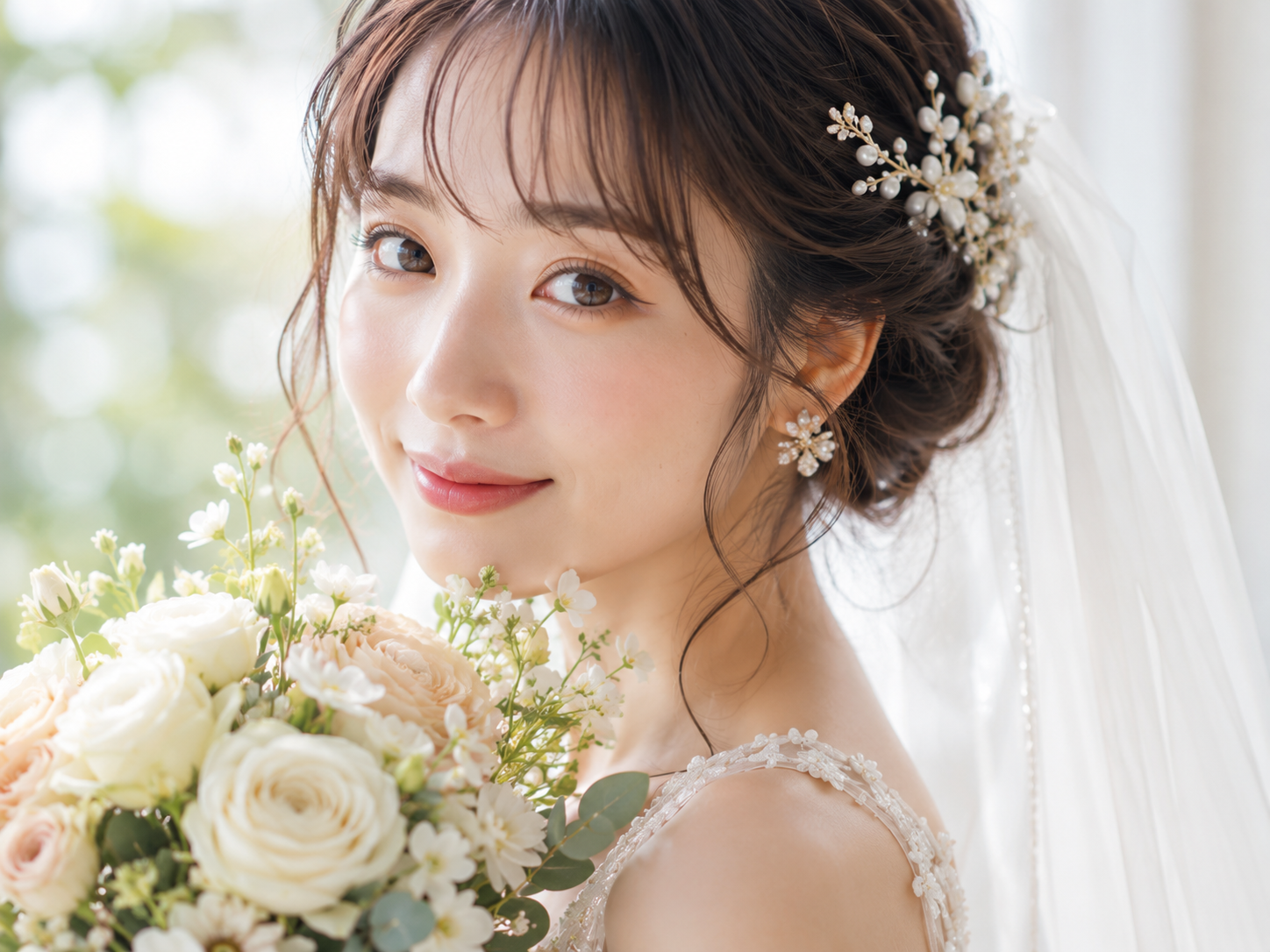 控えめで上品な花嫁ショット